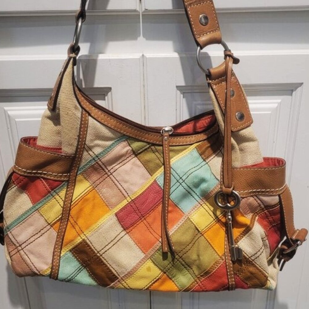 Very Rare*Leather*Patchwork*Fossil Handbag